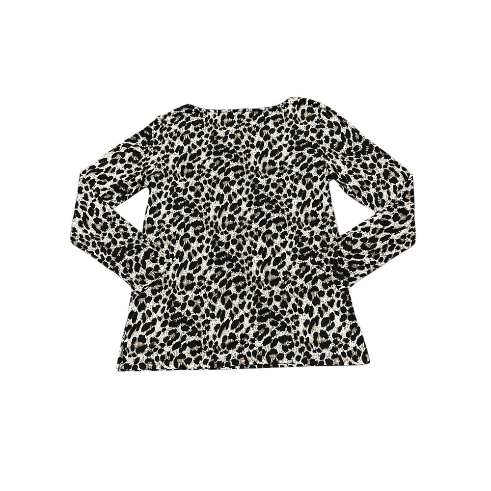 Mario Serrani Leopard Print Crew Neck Long Sleeve Top Women Size S - Picture 4 of 4